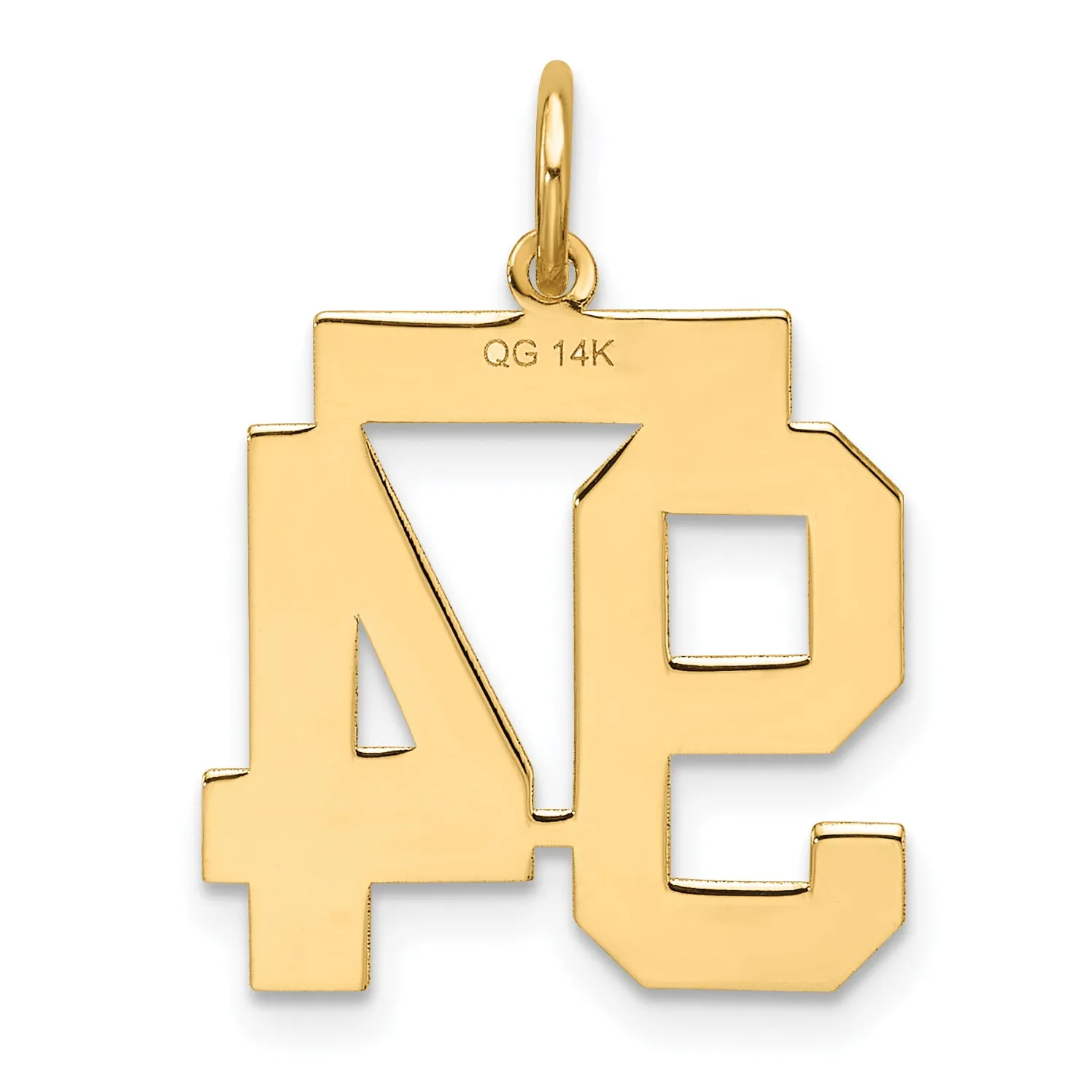 14K Gold Satin Finish Number 94 Charm Medium, Laser-Cut Design