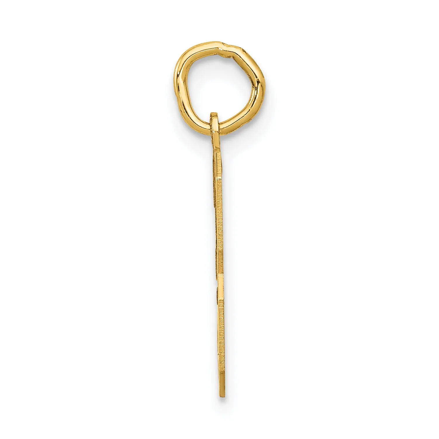 14K Gold Satin Number 3 Charm with Brushed Finish  Medium Size