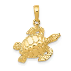 14K Gold Sea Turtle Pendant for Men with Polished Solid Design by Sophia Jewelers