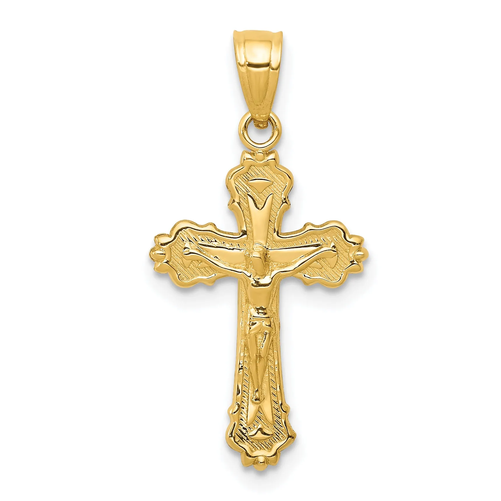 14K Gold Small Crucifix Charm Pendant Solid, Casted, Elegant Design