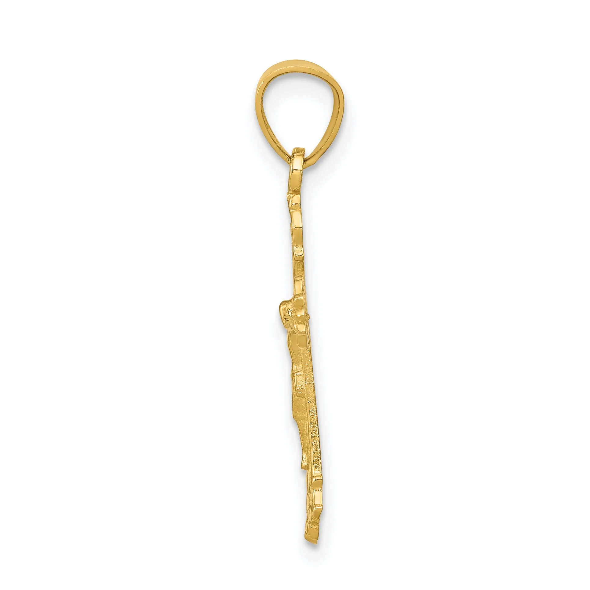 14K Gold Small Crucifix Charm Pendant Solid, Casted, Elegant Design