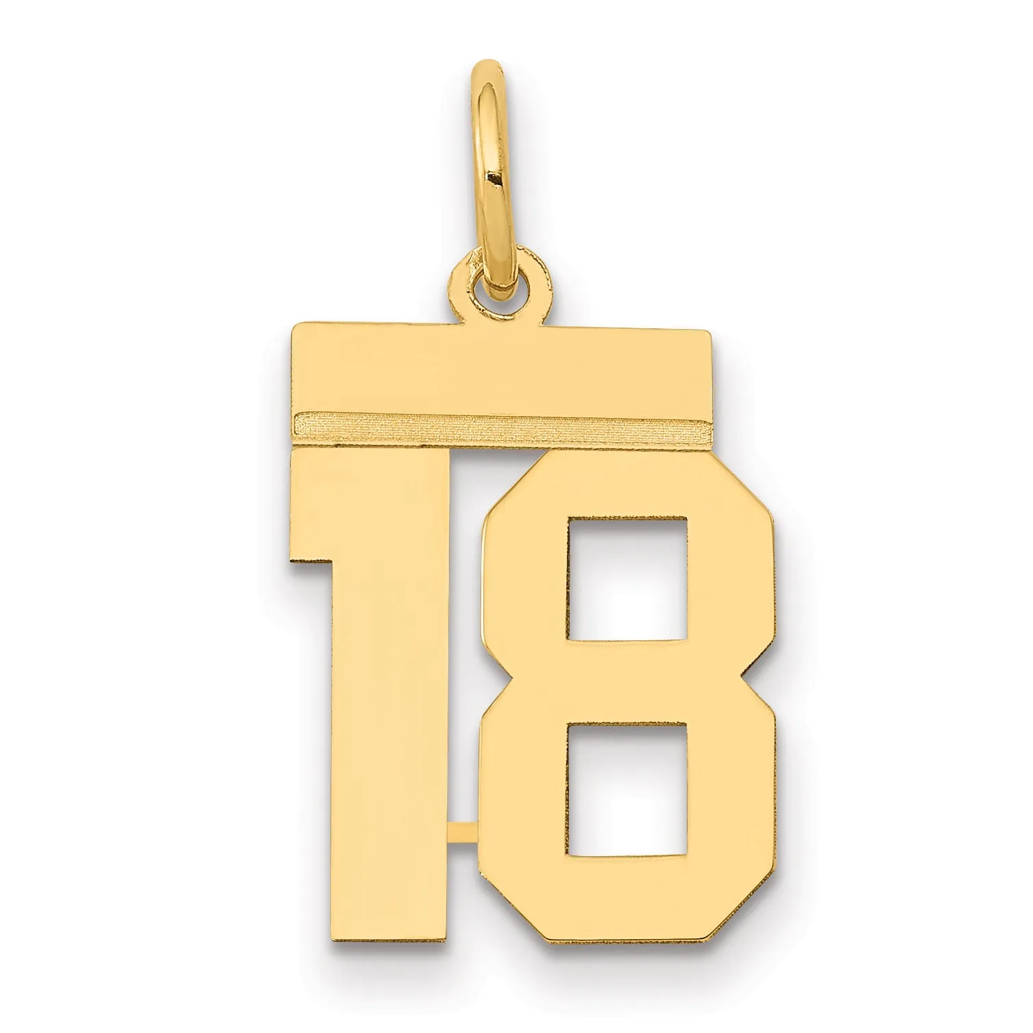 14K Gold Small Polished Number 18 Charm Laser-Cut Elegant Pendant