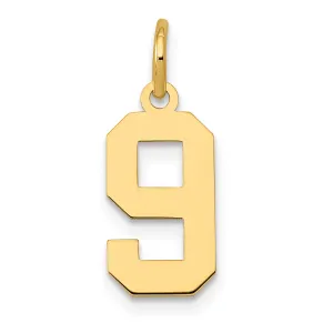 14K Gold Small Polished Number 9 Charm  Elegant Laser-Cut Design