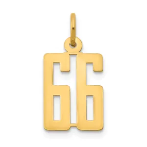 14K Gold Small Polished Route 66 Charm Laser-Cut, Elegant and Themed Design