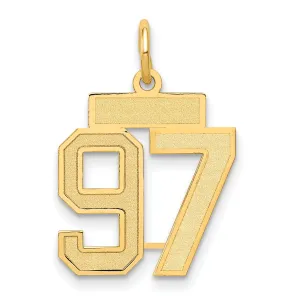 14K Gold Small Satin 97 Charm with Brushed Finish