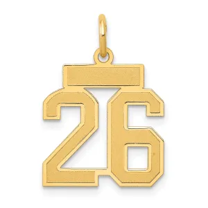 14K Gold Small Satin Number 26 Charm with Brushed Finish