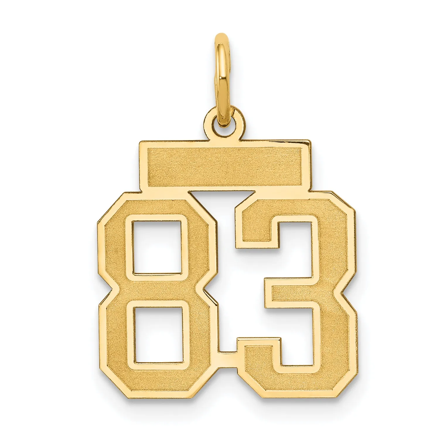 14K Gold Small Satin Number 83 Charm with Brushed Finish