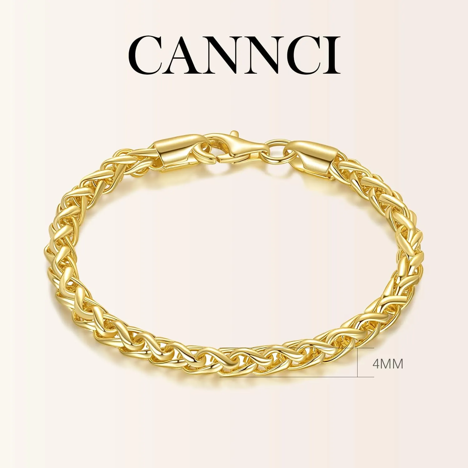 14K Gold Wheat Chain Bracelet for Women Stackable Gold Jewelry Gifts Available in Sizes 6.5-9 Inches