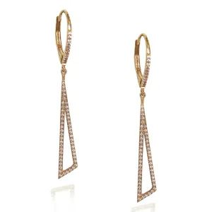 14K Offset Triangle Diamond Dangle Hoop Earrings ME23779