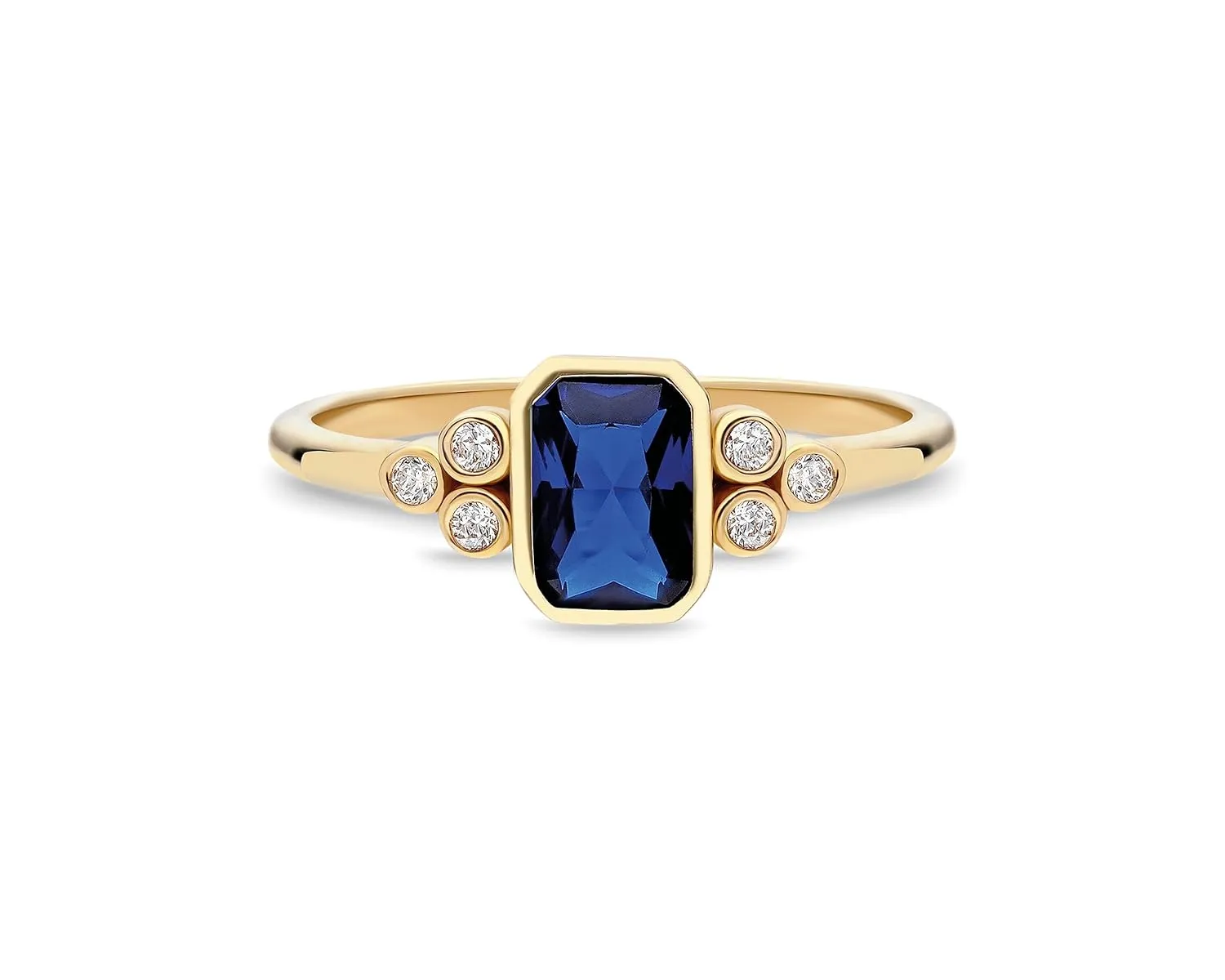 14k Solid Gold Sapphire Ring | 14k Real Gold Blue Sapphire Ring for Women | Engagement Rings | Stacking Rings | Sapphire Jewelry for Her