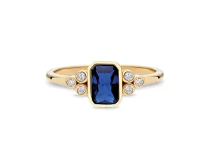 14k Solid Gold Sapphire Ring | 14k Real Gold Blue Sapphire Ring for Women | Engagement Rings | Stacking Rings | Sapphire Jewelry for Her