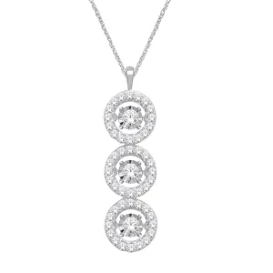 14K White Gold 3/5 Ct.Tw. Moving Diamond Triple Circle Frame Pendant