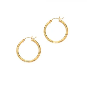 14K Y Gold 25mm Shiny Hoop Earrings 1.70grms