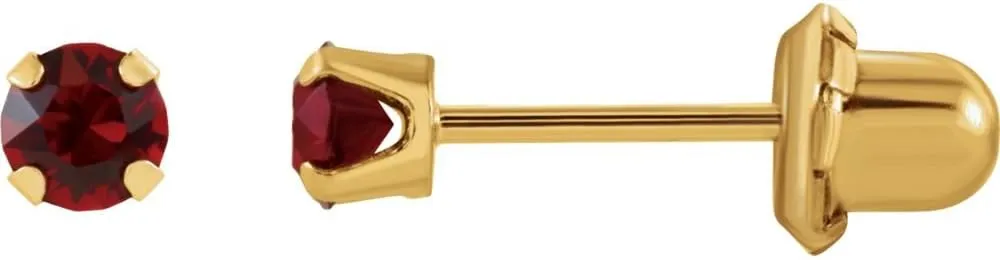 14k Yellow Gold Imitation Ruby Inverness Piercing Earrings