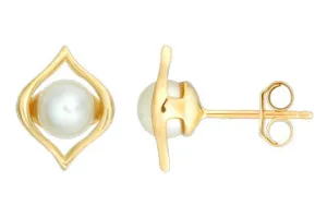 14K Yellow Gold Pearl Earrings