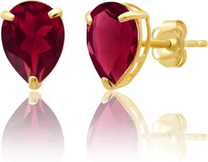 14k Yellow or White Gold Teardrop Gemstone Pear Shape Stud Earrings for Women with Push Backs and 8mm x 6mm Birthstone by MAX   STONE