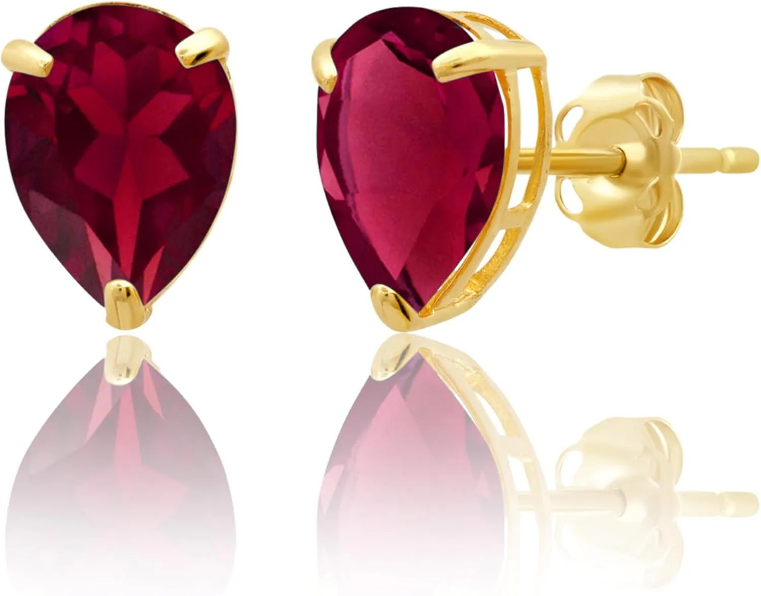 14k Yellow or White Gold Teardrop Gemstone Pear Shape Stud Earrings for Women with Push Backs and 8mm x 6mm Birthstone by MAX   STONE