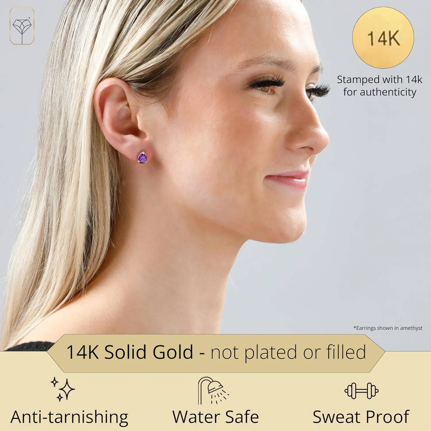 14k Yellow or White Gold Teardrop Gemstone Pear Shape Stud Earrings for Women with Push Backs and 8mm x 6mm Birthstone by MAX   STONE