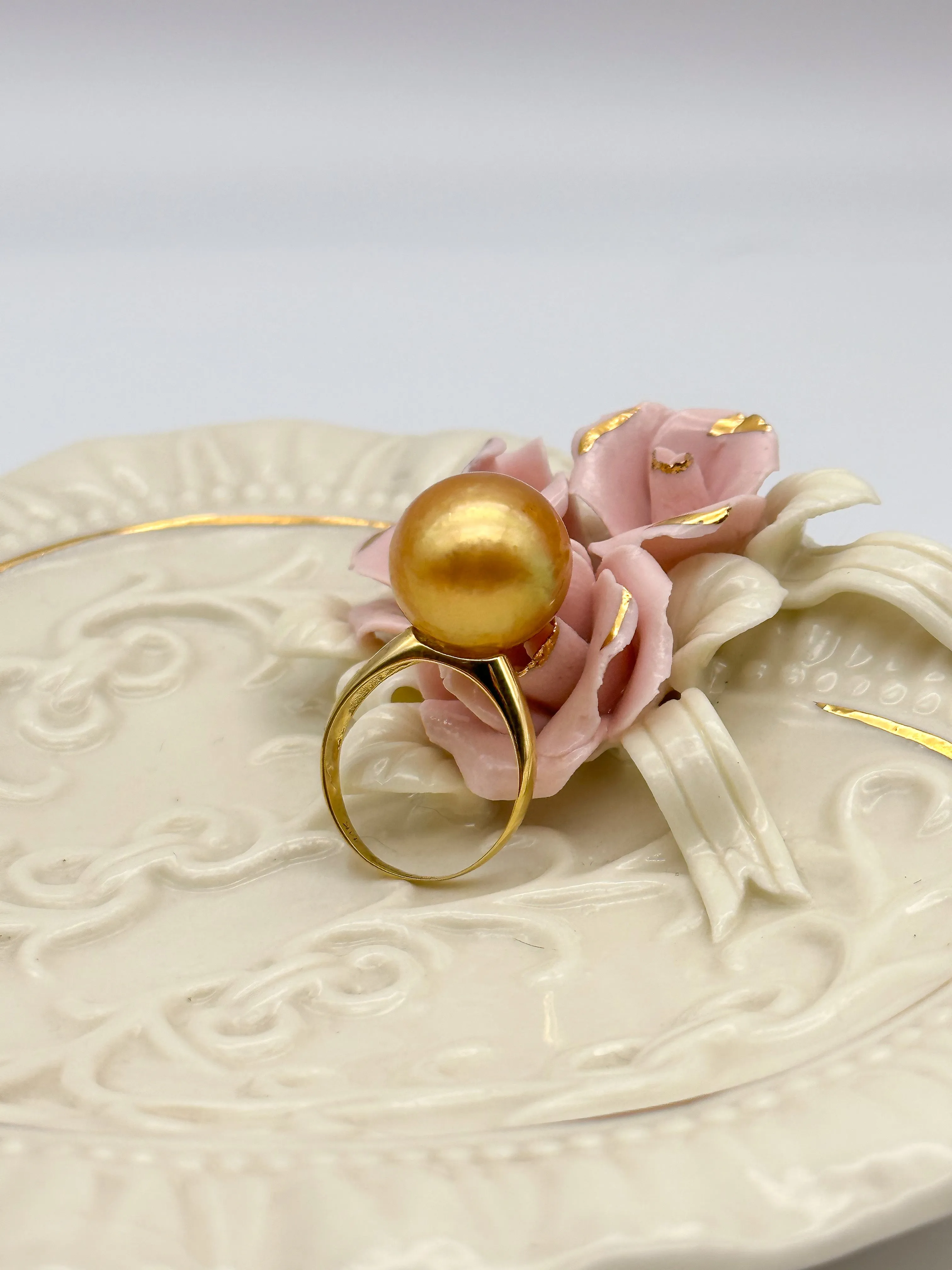 14mm Deep Golden South Sea Pearl Ring