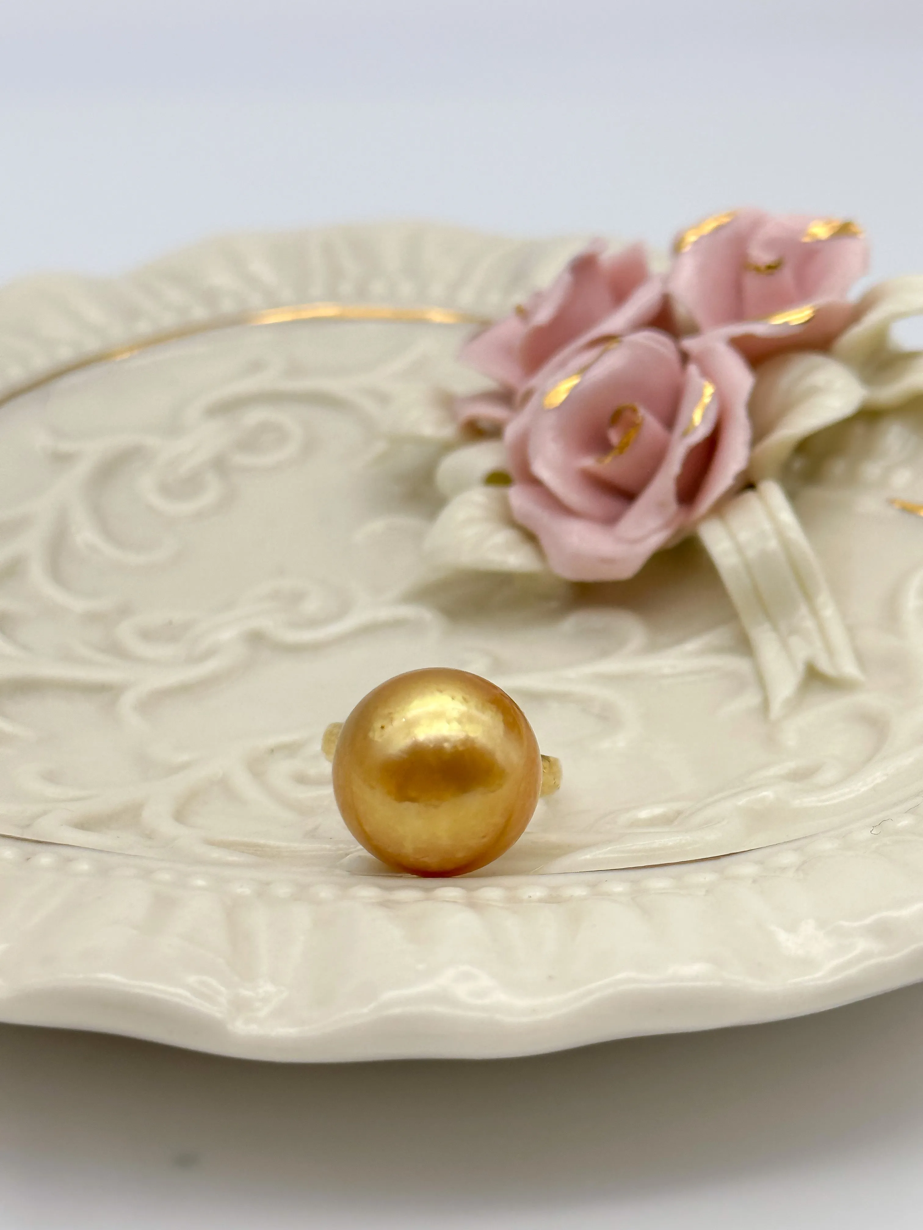 14mm Deep Golden South Sea Pearl Ring