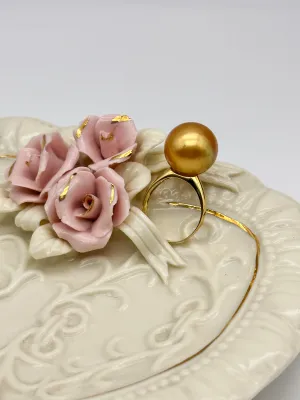14mm Deep Golden South Sea Pearl Ring