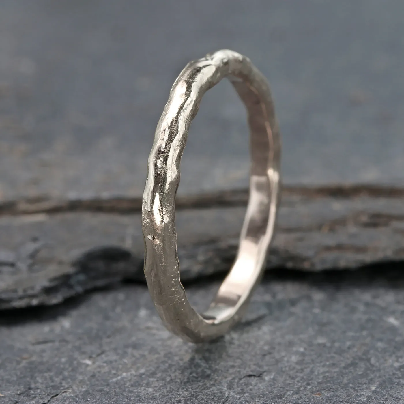 18ct White Gold 2mm Mineral Wedding Ring
