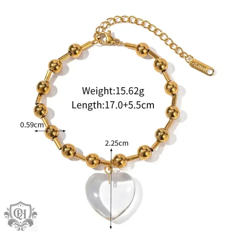 18K Gold Heart Beaded Necklace Or Bracelet