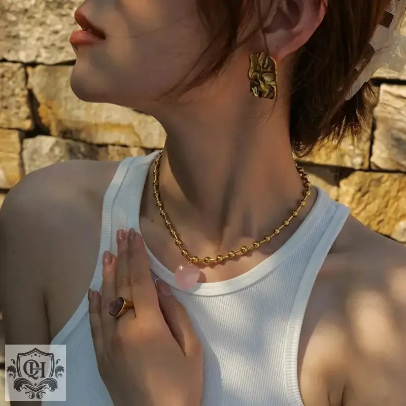 18K Gold Heart Beaded Necklace Or Bracelet