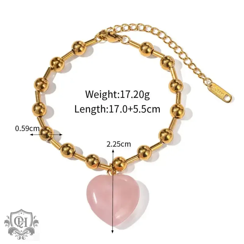 18K Gold Heart Beaded Necklace Or Bracelet