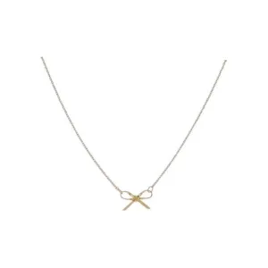 18K Gold Plated Paperclip Chain Necklace with Tied Bow
