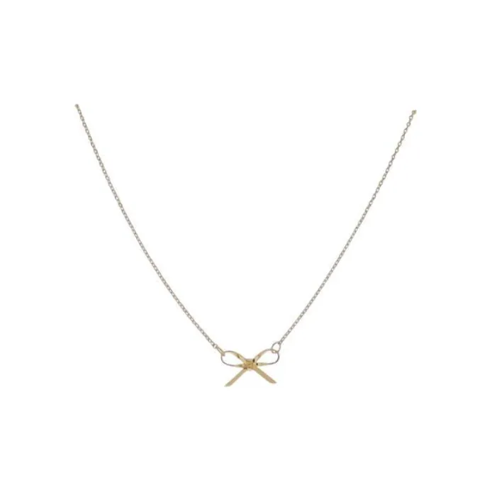 18K Gold Plated Paperclip Chain Necklace with Tied Bow