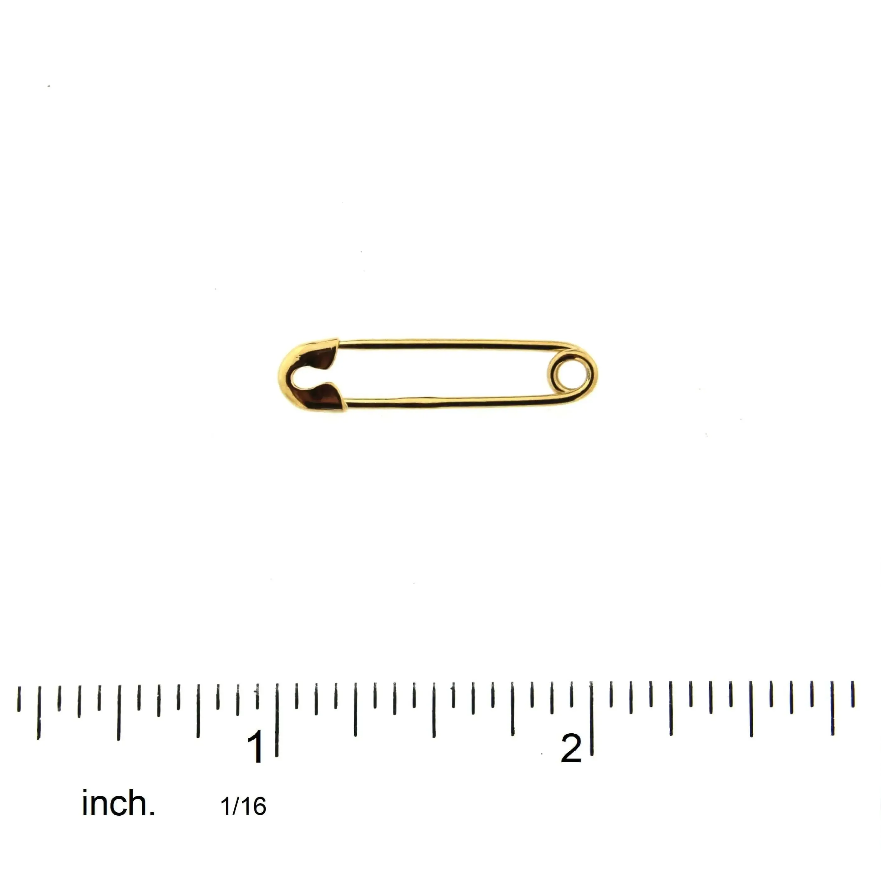 18K Solid Yellow Gold Polished Safety Pin – 1 Inch Long