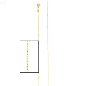 18K Solid Yellow Gold Ultra Thin Diamond Cut Cable Chain