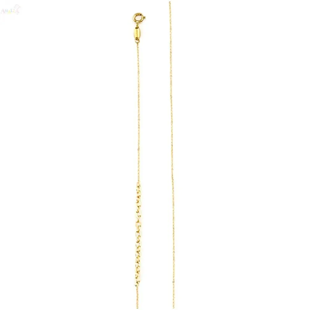 18K Solid Yellow Gold Ultra Thin Diamond Cut Cable Chain