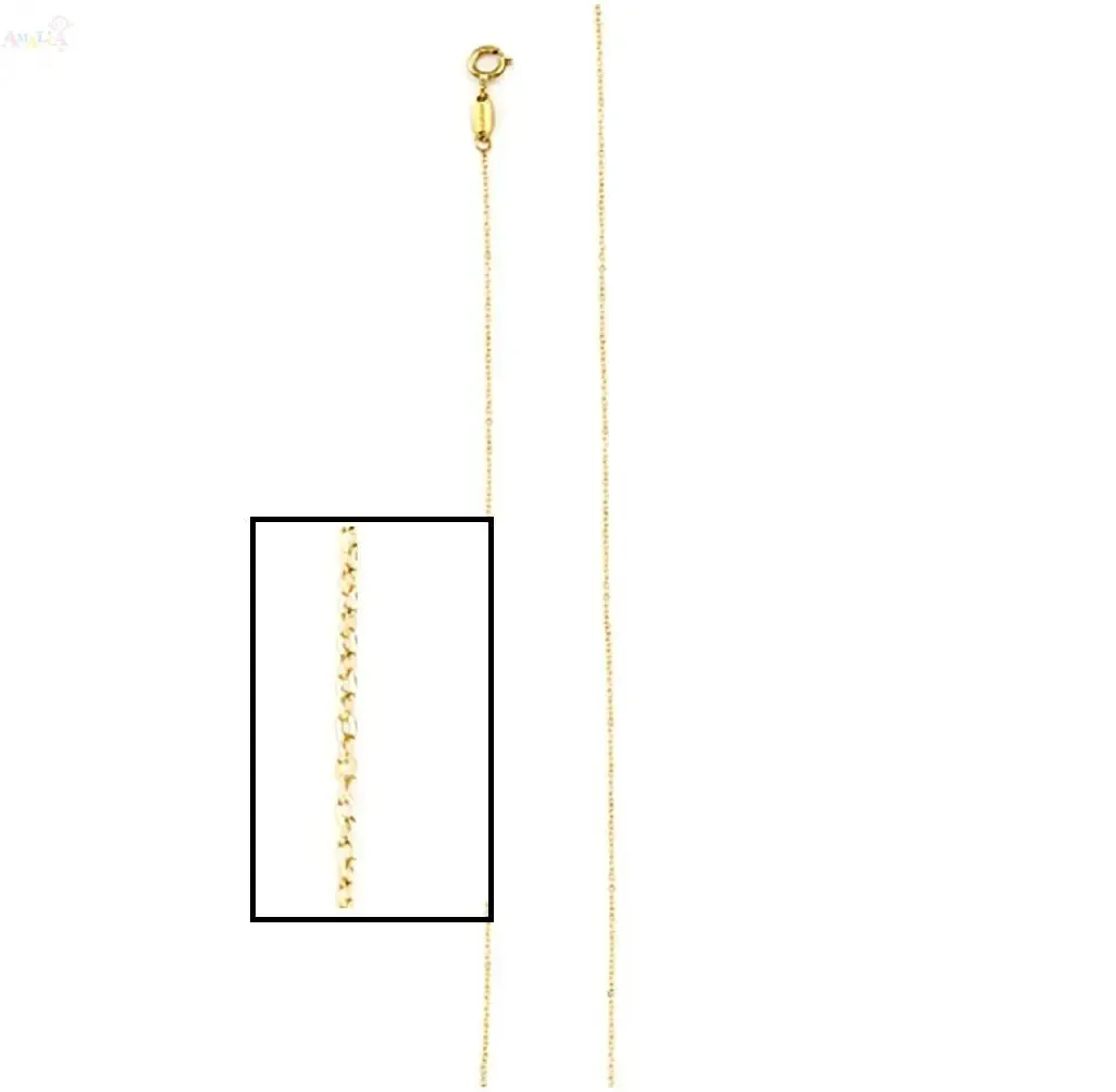 18K Solid Yellow Gold Ultra Thin Diamond Cut Cable Chain