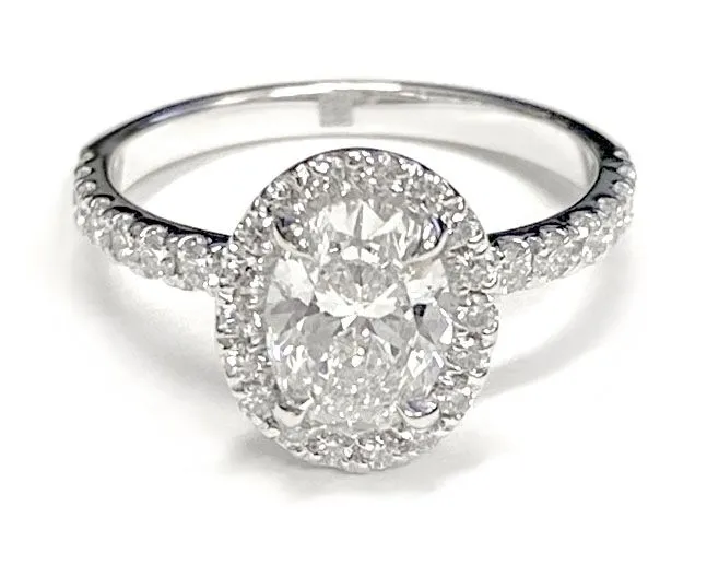 18K Yellow Gold Round Brilliant Classic Halo Linear Diamond Engagement Ring -1/3ctw