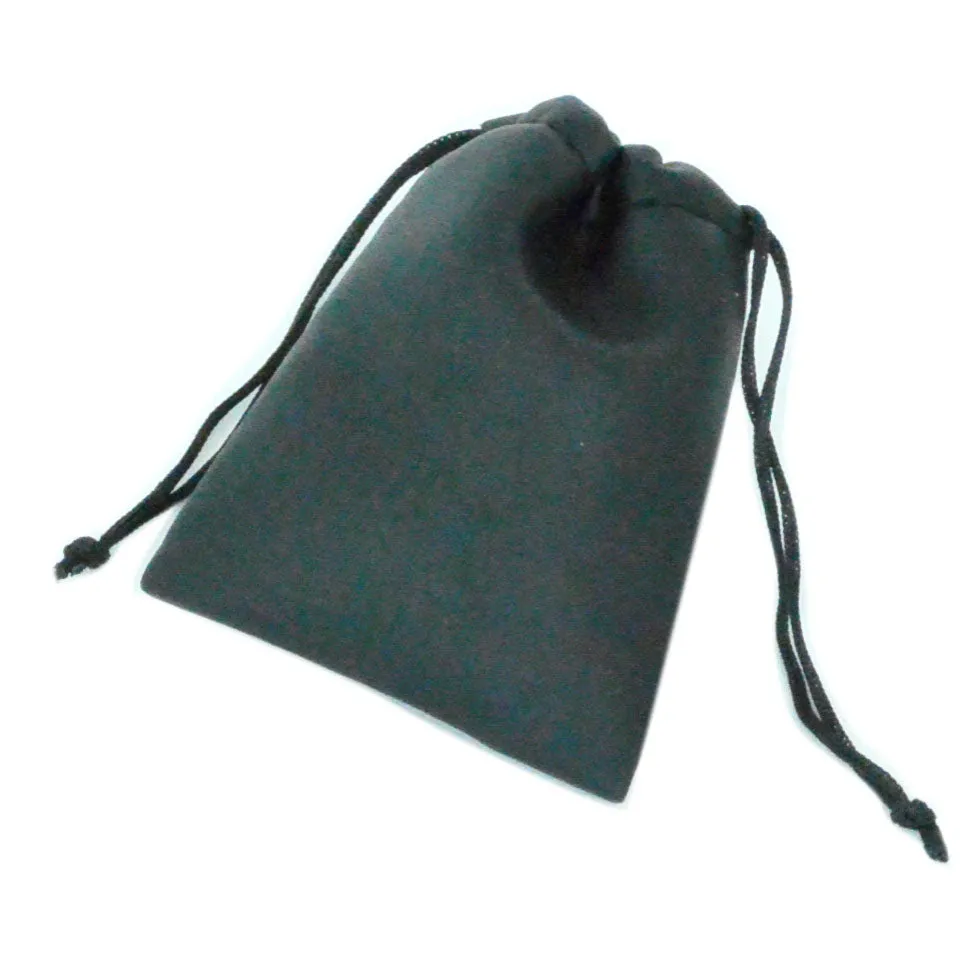 2 1/2" x 3 1/2" Black Leatherette Drawstring Pouch for Jewelry (12-Pack)