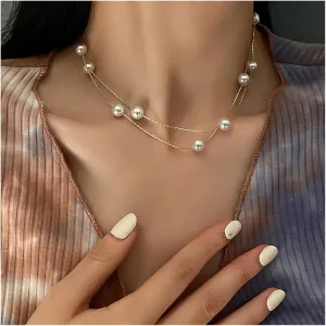 2022 Trend Pearl Thick Chain Pendant Necklace Compatible with Women Kpop Fashion Collar Necklace Choker Jewelry Female (Metal Color : IF14811645)