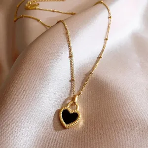 2024 Vintage Double Sided Heart Pendant Necklace For Women Girl Clavicle Chain Choker New Fashion Trendy Jewelry Gift Party