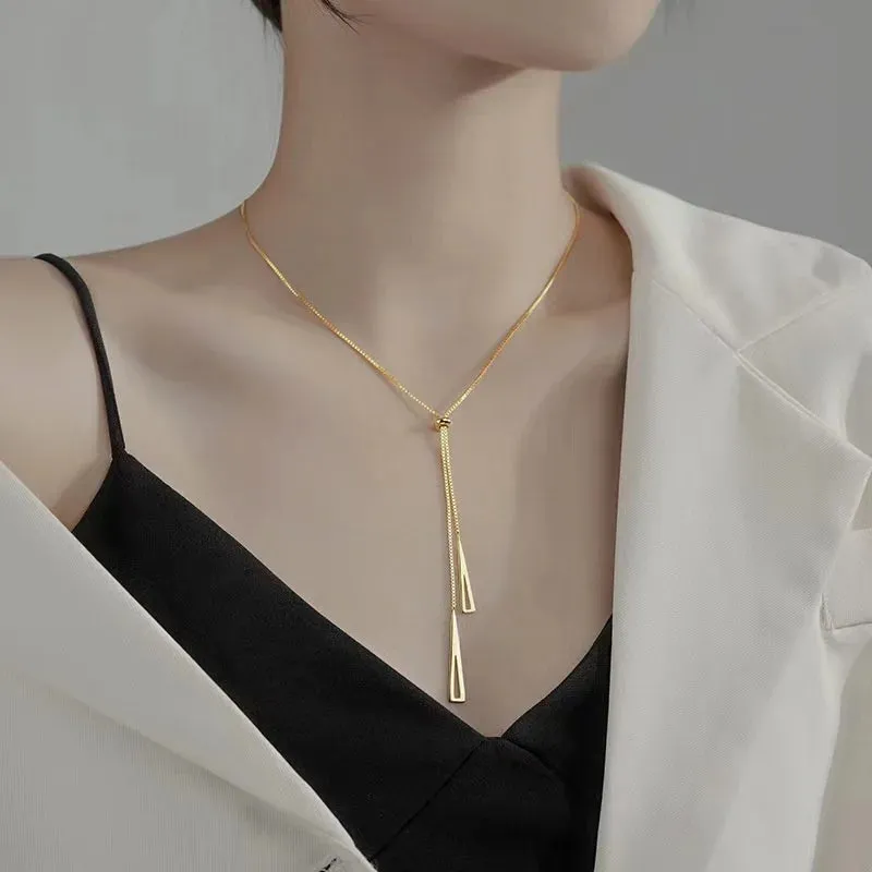 2024 Vintage Double Sided Heart Pendant Necklace For Women Girl Clavicle Chain Choker New Fashion Trendy Jewelry Gift Party