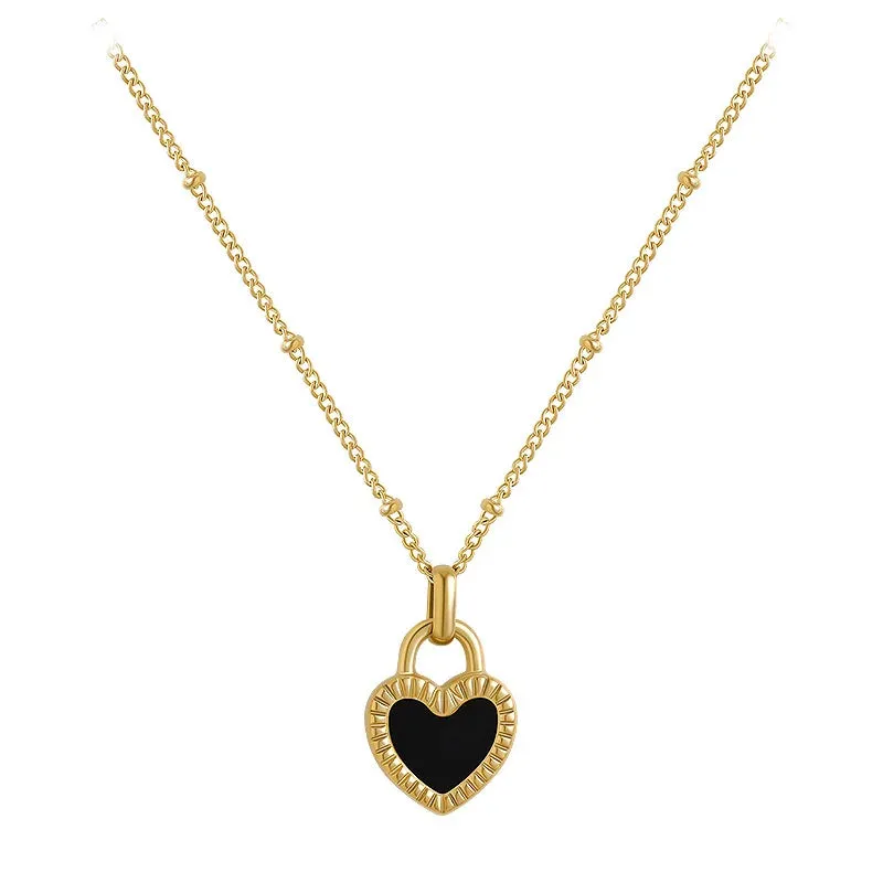 2024 Vintage Double Sided Heart Pendant Necklace For Women Girl Clavicle Chain Choker New Fashion Trendy Jewelry Gift Party