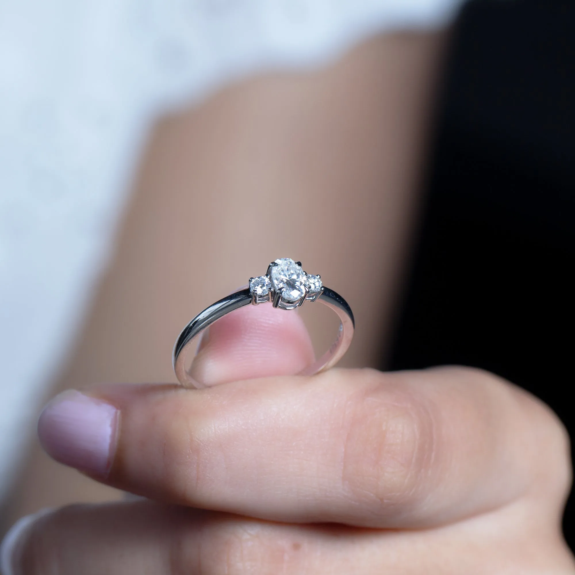 3 Stone Moissanite Minimal Promise Ring