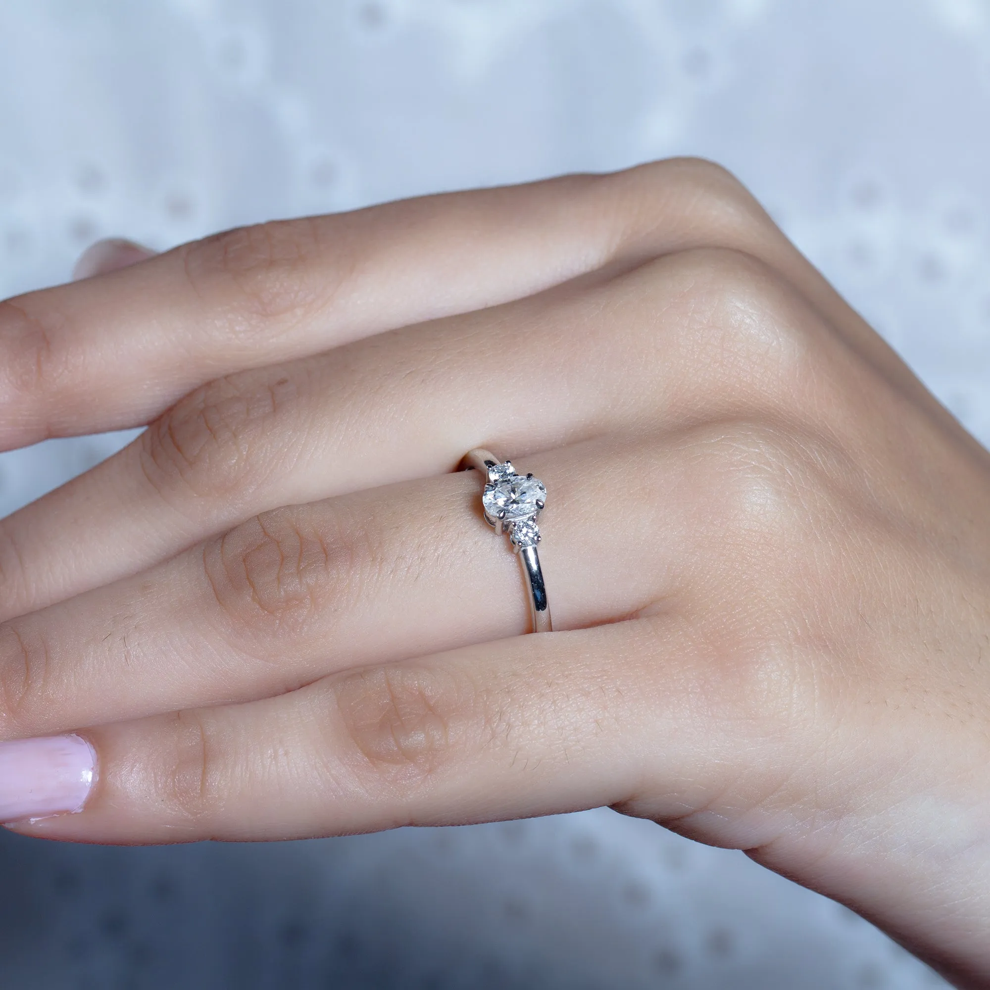 3 Stone Moissanite Minimal Promise Ring