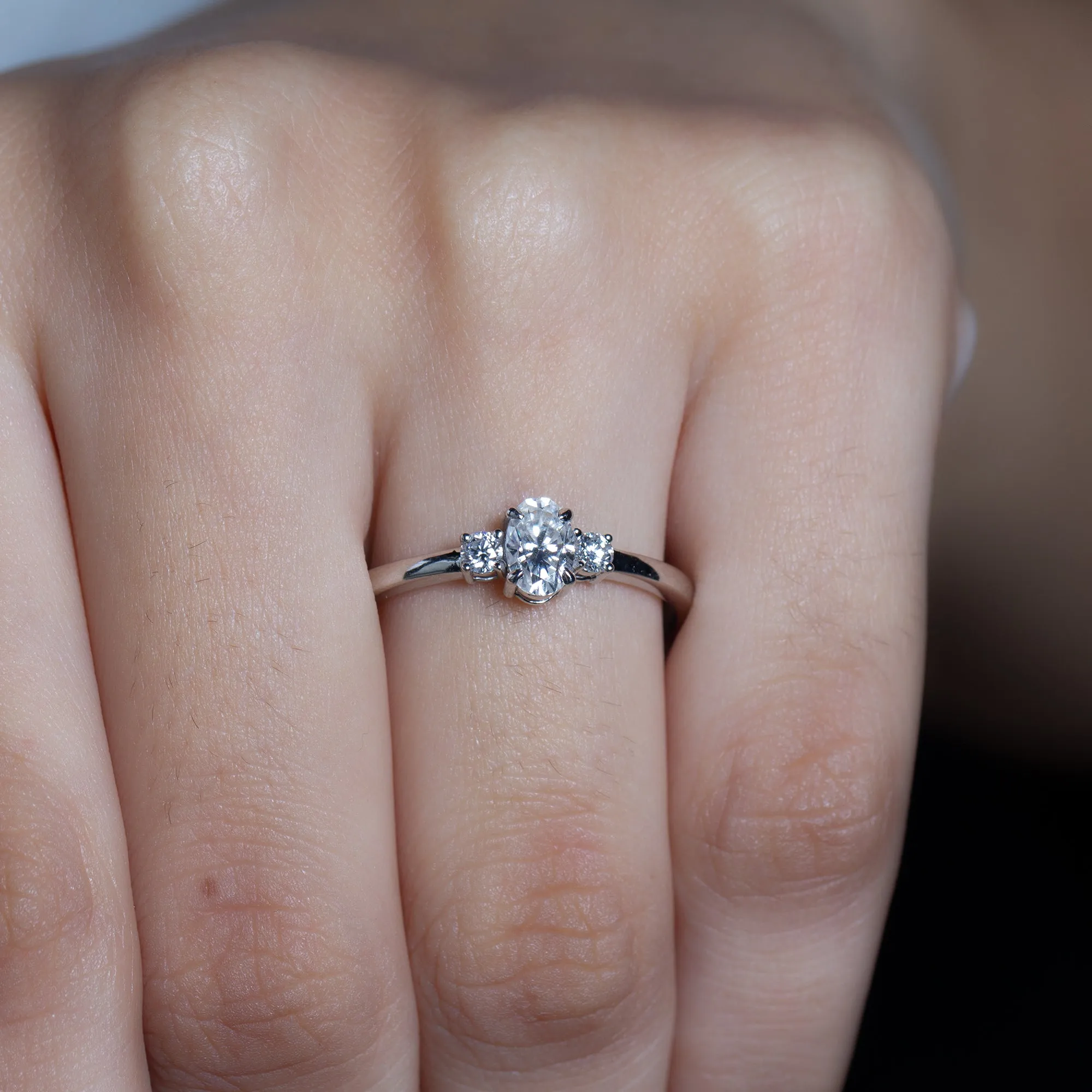 3 Stone Moissanite Minimal Promise Ring