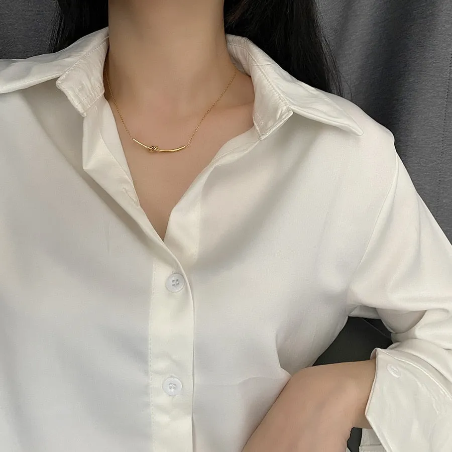 316L stainless steel gold colored knotted pendant necklace for women