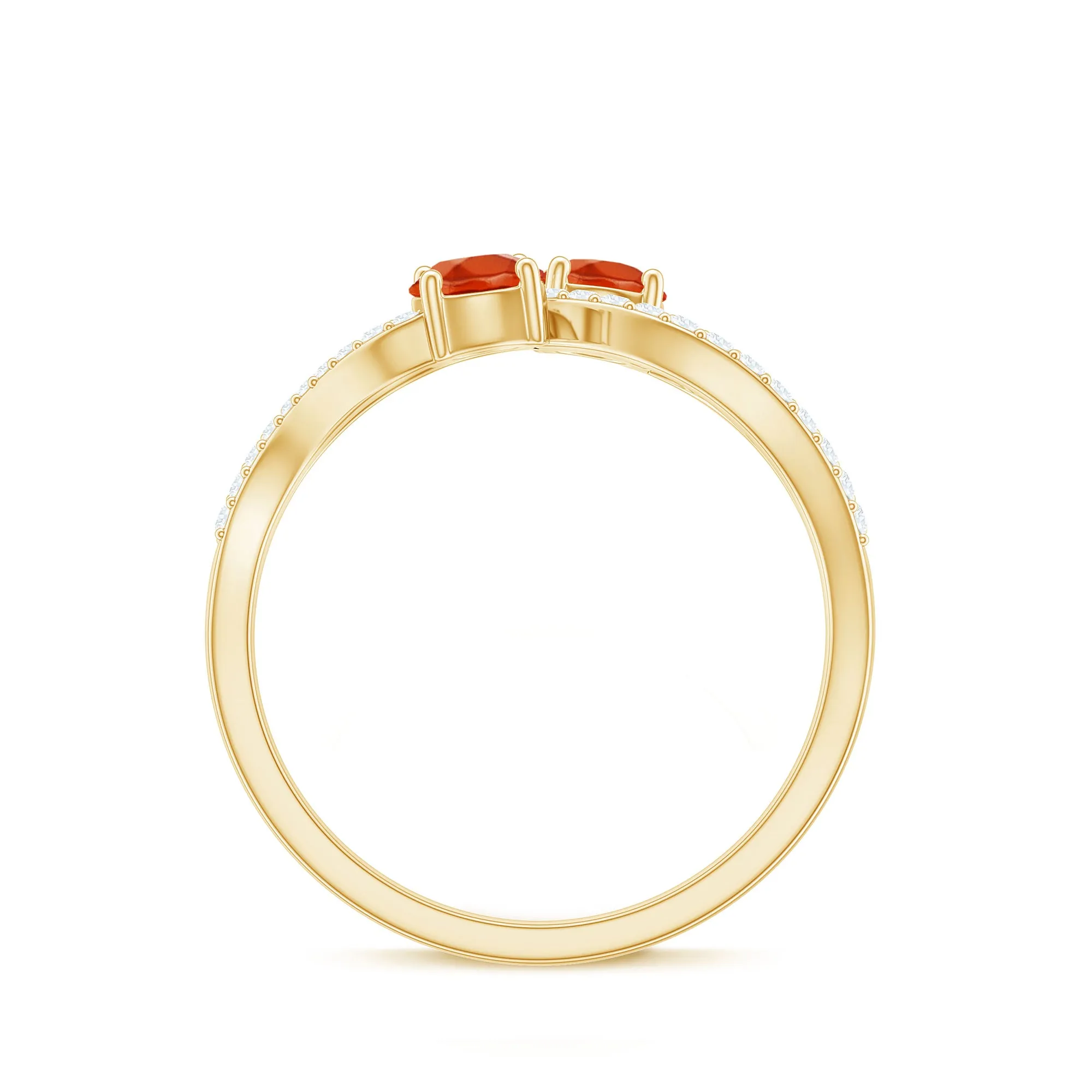 3/4 CT Minimal Fire Opal and Diamond Engagement Ring