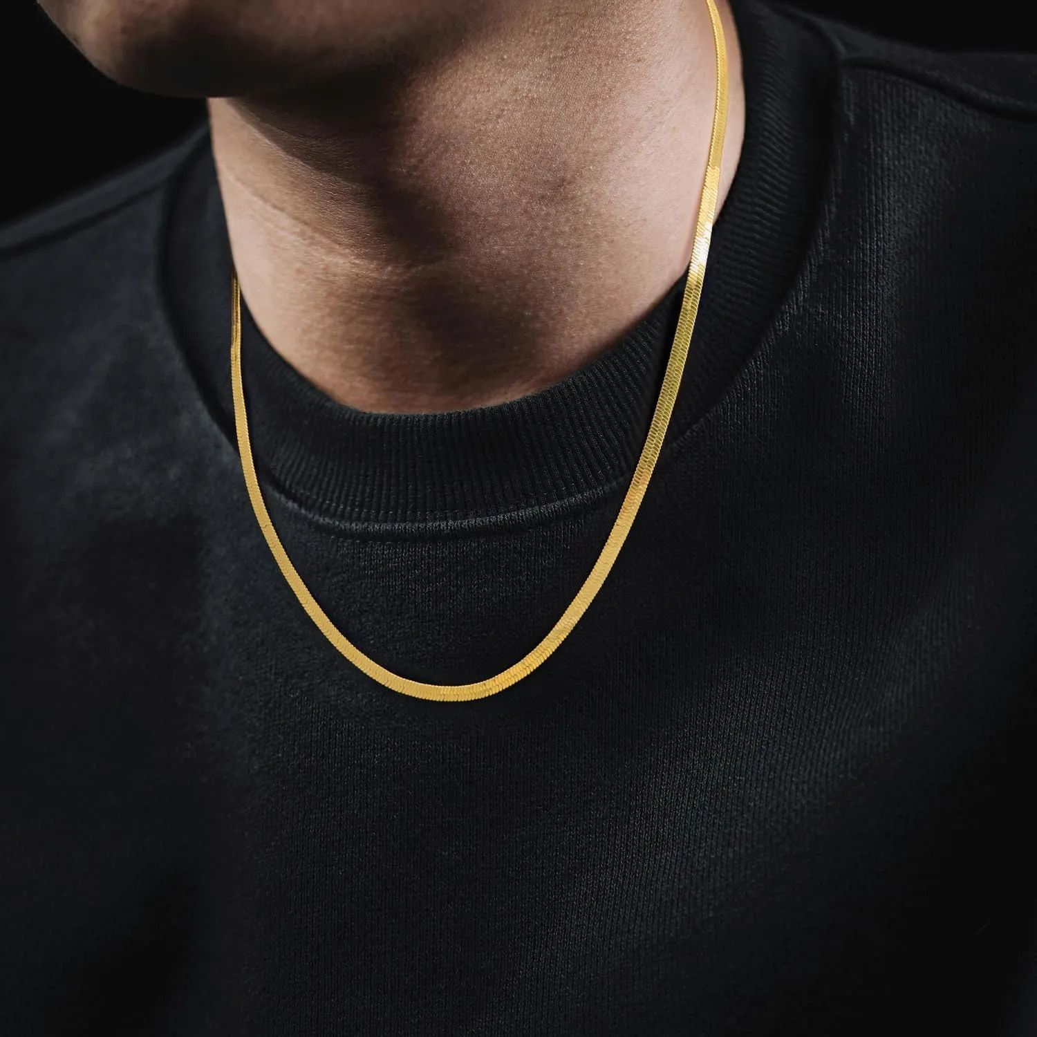 3.5mm Necklaces 14K Gold Chain Necklace Women Mens Chain 14K Gold Necklace for Women Non Tarnish Herringbone Necklaces for Womens Snake Chains 16'' 18'' 20'' 22'' 24'' 26'' 30''