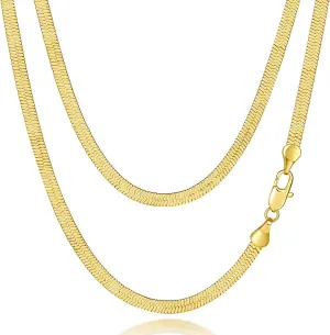 3.5mm Necklaces 14K Gold Chain Necklace Women Mens Chain 14K Gold Necklace for Women Non Tarnish Herringbone Necklaces for Womens Snake Chains 16'' 18'' 20'' 22'' 24'' 26'' 30''