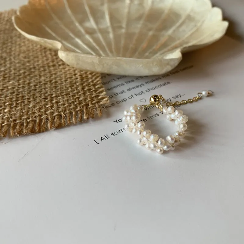 4 Designs Beaded Natural Freshwater Pearl Rings