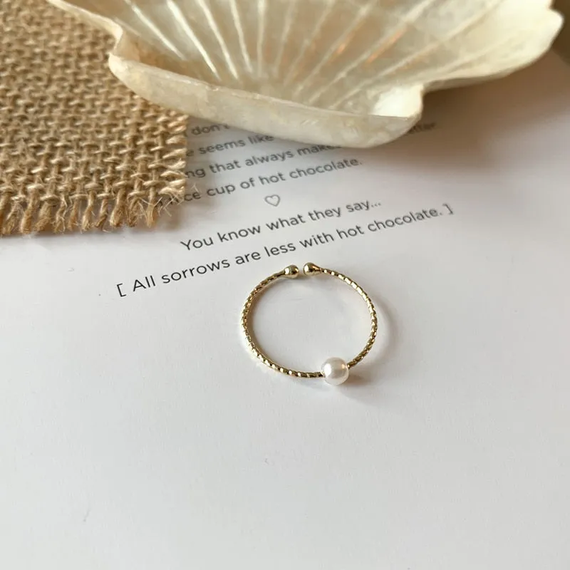 4 Designs Beaded Natural Freshwater Pearl Rings